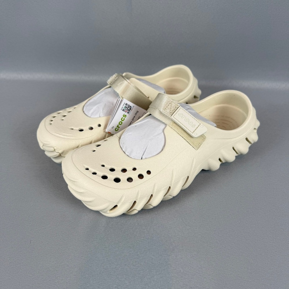 Crocs Echo Mary Jane Clogs Womens 11 Summit White Hook & Loop 211996-2MD New NWT